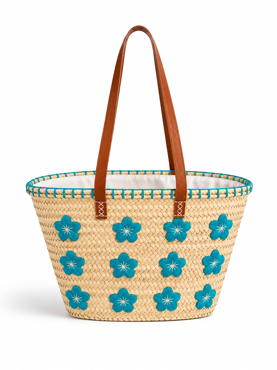 BOLSO CAPAZO FLORES TURQUESA