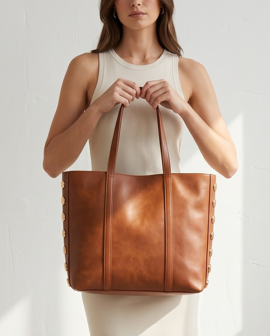 SHOPPER VICTORIA TACHAS | MARRÓN